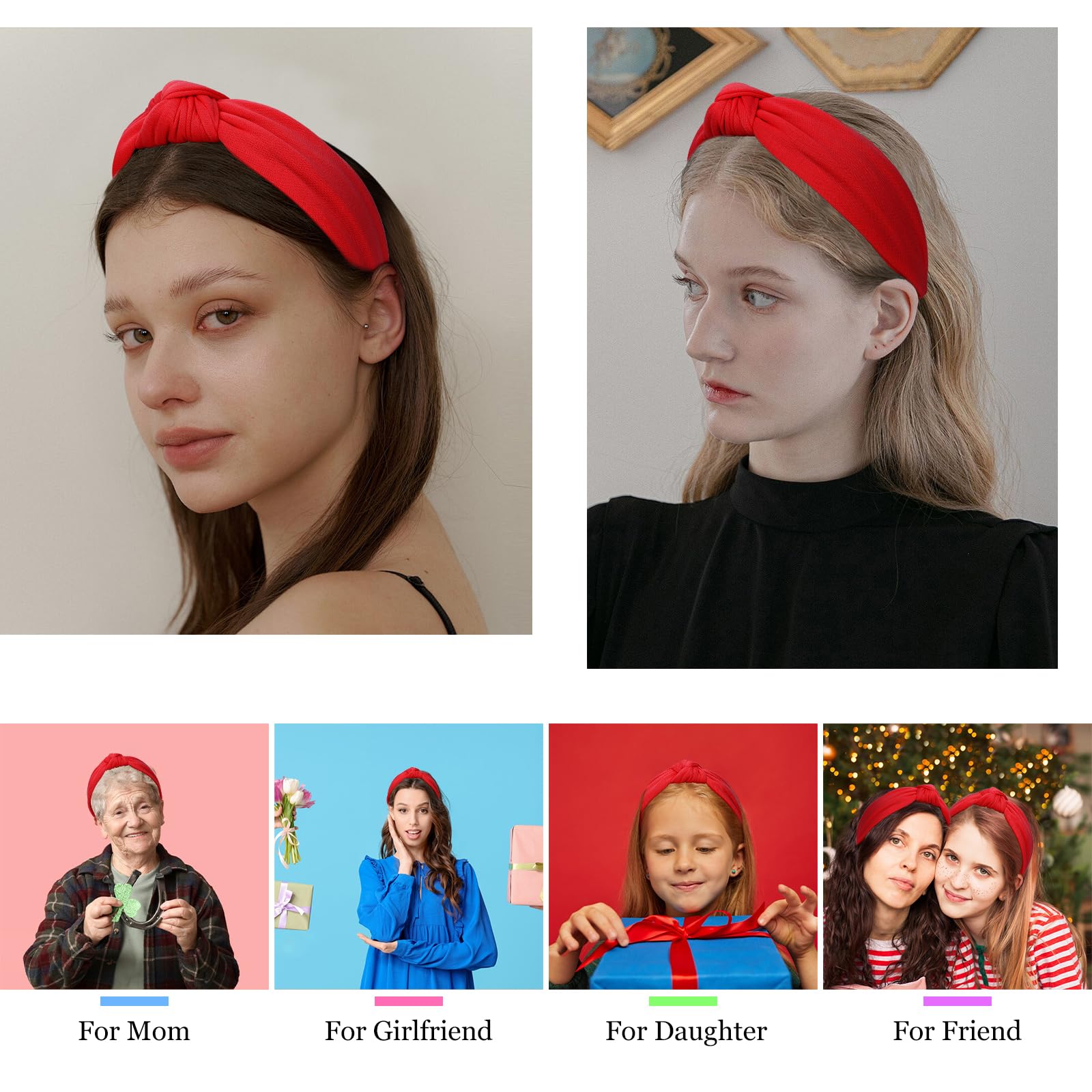 CURASA stretchable red headband delivers comfortable all-day wear.