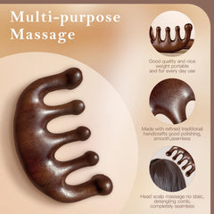 Cureder green sandalwood hair comb close-up showing natural warmth and smooth glide.