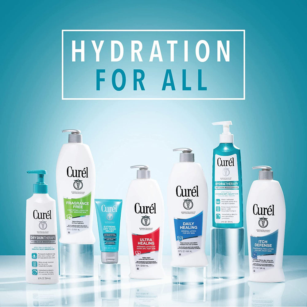 Curel face-safe lotion image shows safe facial use without pores clogging.