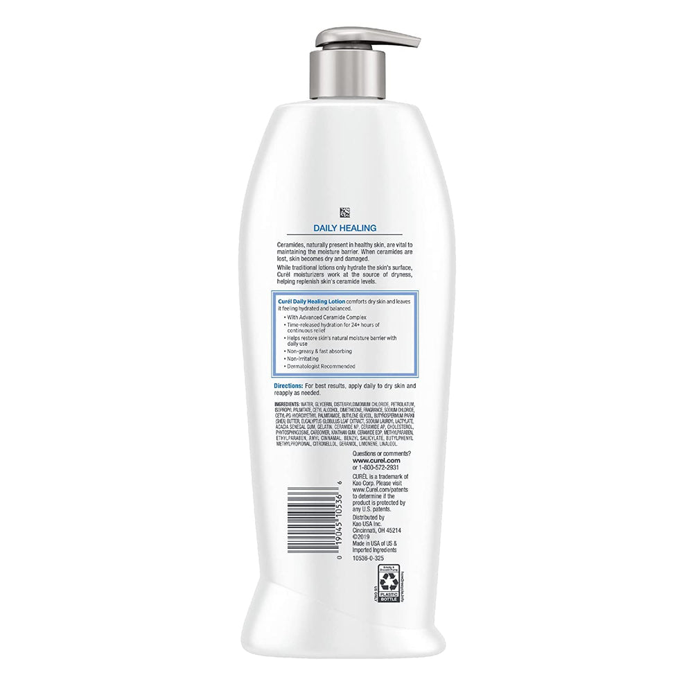 Curel lotion on smooth skin portrays softer, nourished feeling.