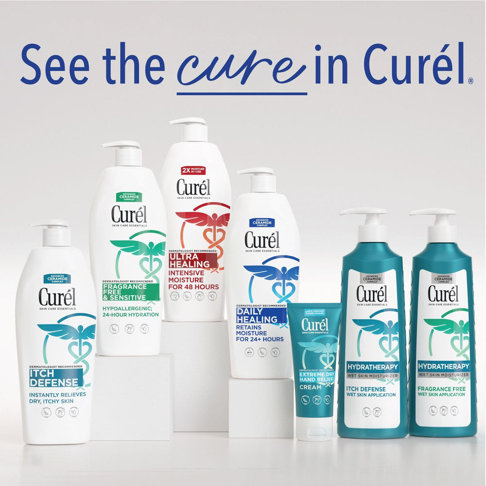 Curel moisture barrier illustration emphasizes hydration that supports skin resilience.
