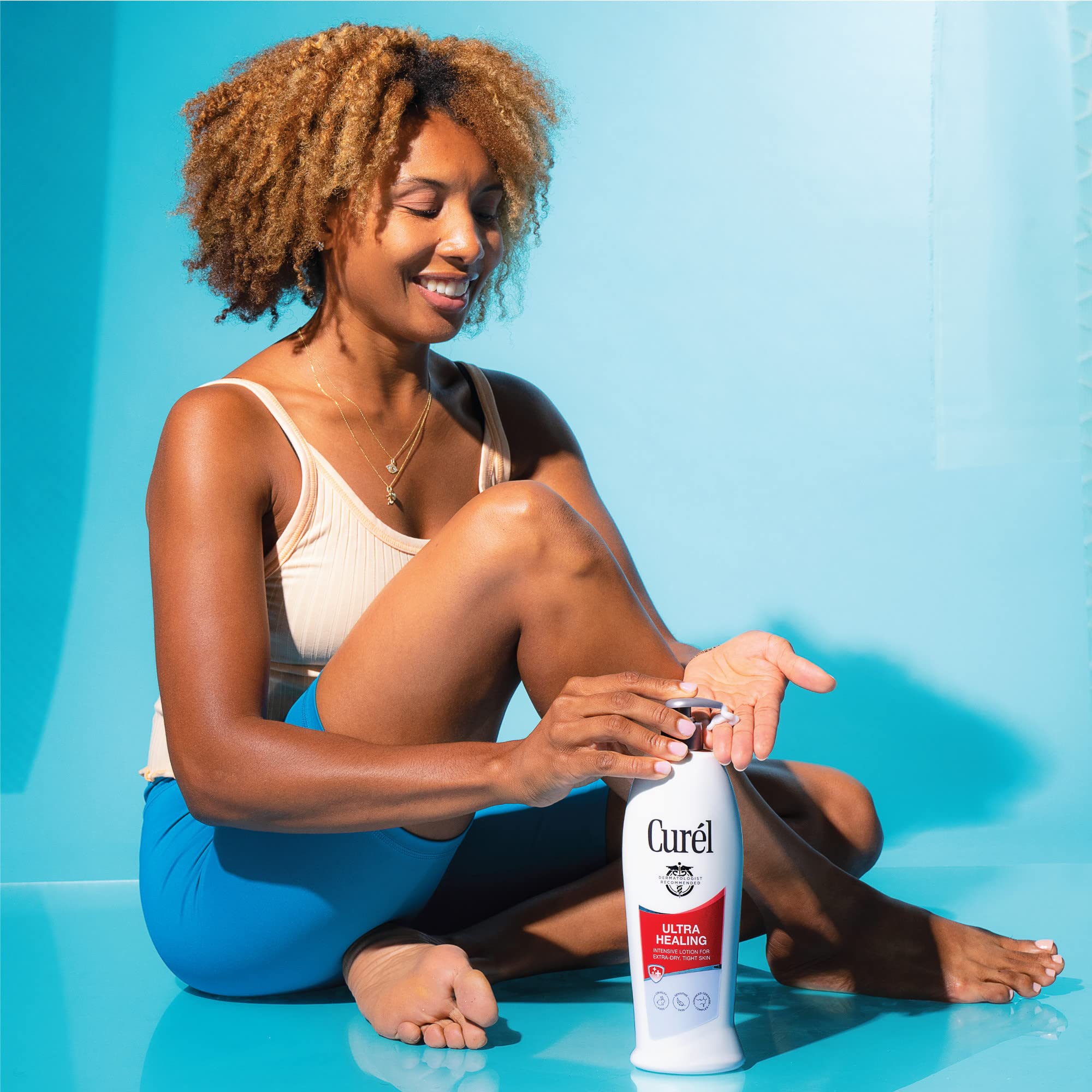 Curel Ultra Healing Lotion bottle back label displays usage directions and ingredients.