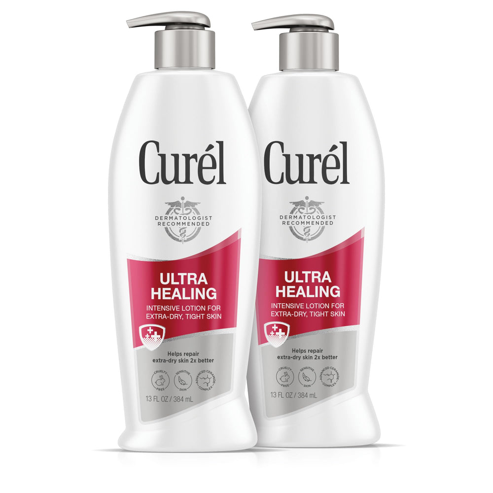Curel Ultra Healing Lotion two-bottle pack for lasting daily moisturization.