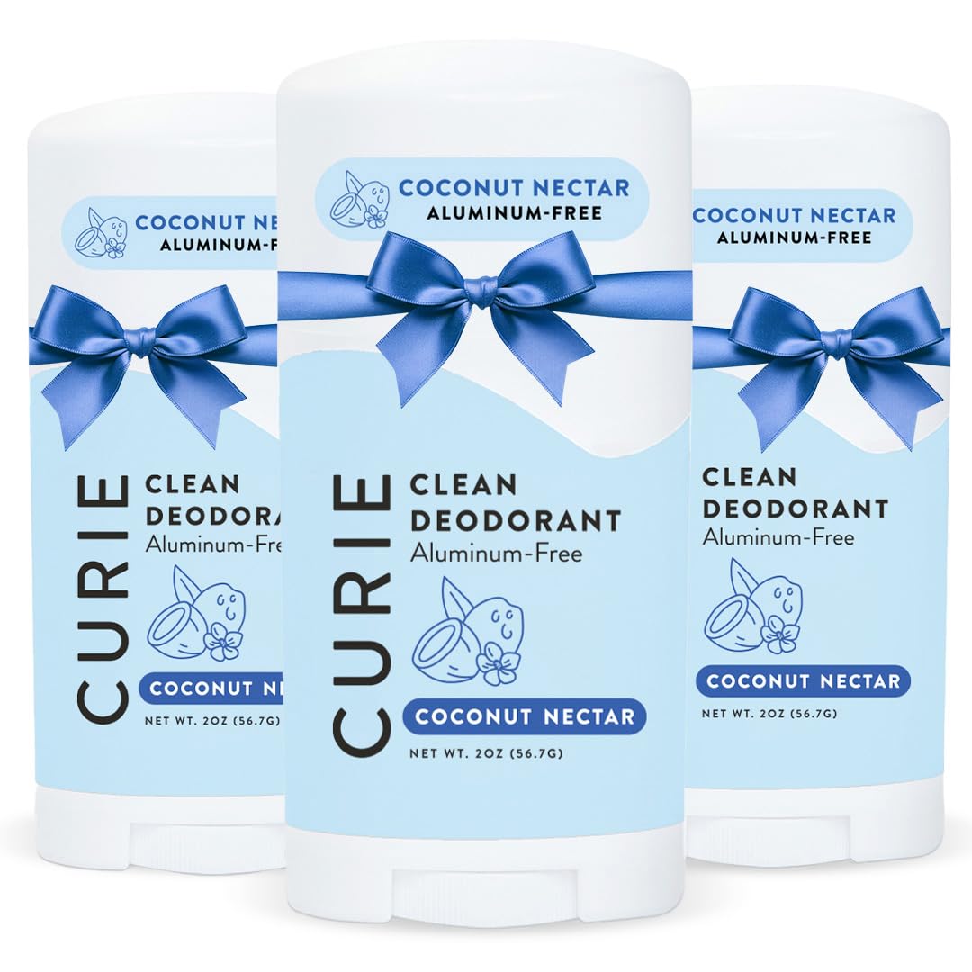 Curie Coconut Nectar deodorant stick front showing smooth glide and eco-friendly packaging.