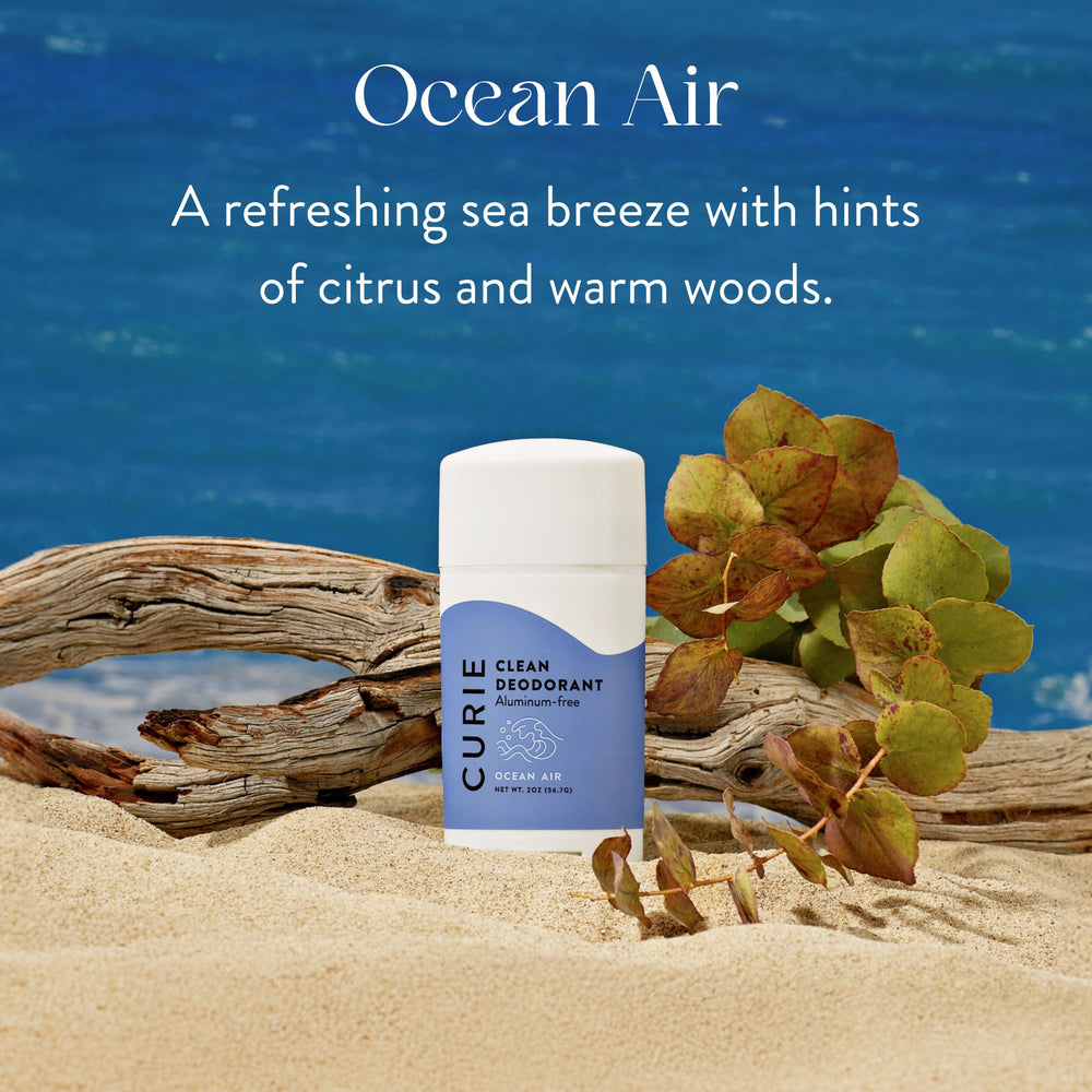 Curie deodorant packaging two-pack highlighting value and long-lasting odor protection.