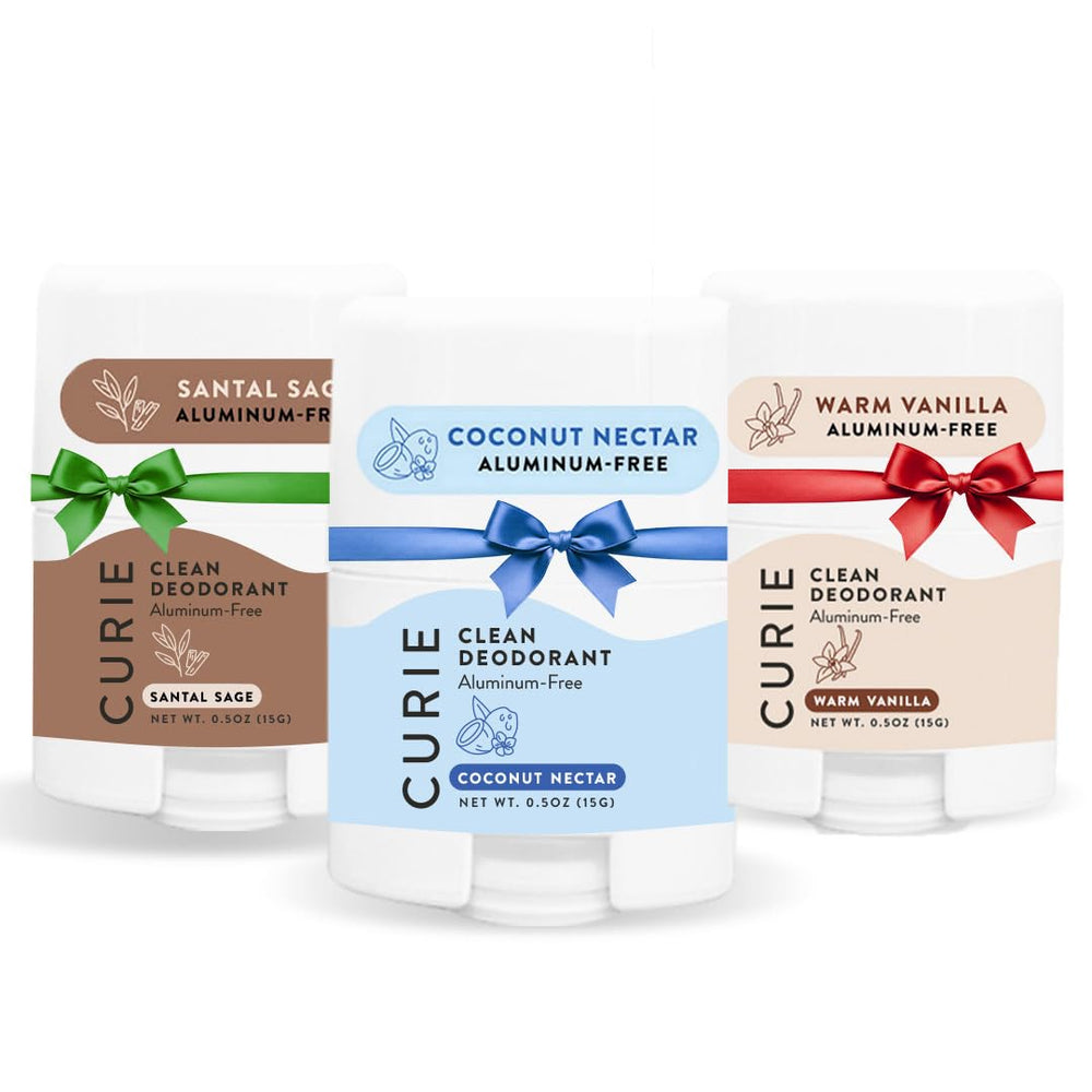 Curie natural deodorant travel mini in White Tea provides on-the-go odor protection.