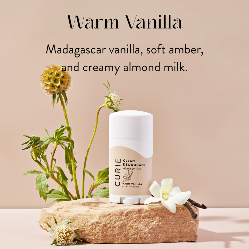 Curie vegan aluminum-free deodorant formula for daily odor protection.