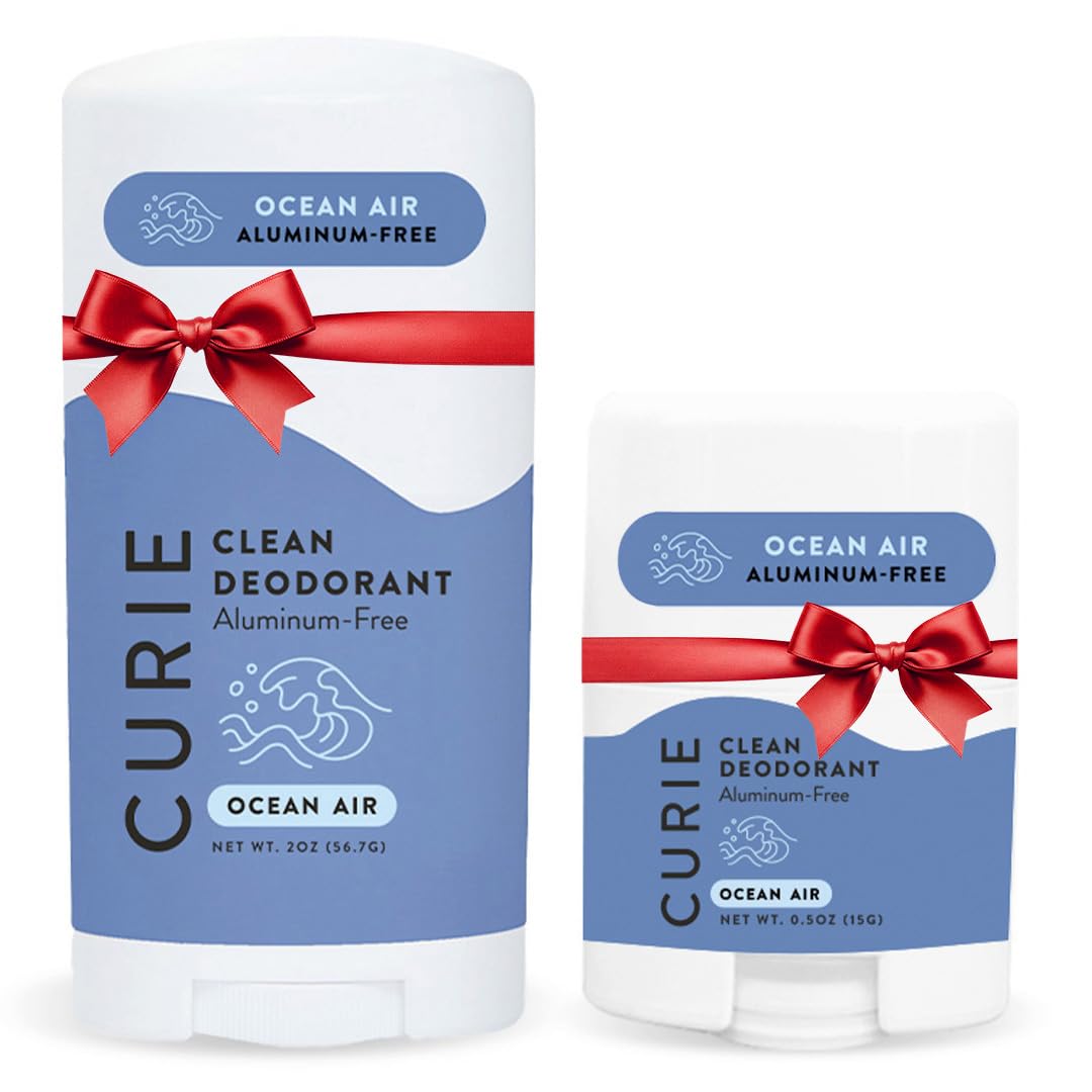 Curie Ocean Air stick front view shows aluminum-free freshness for daily use.