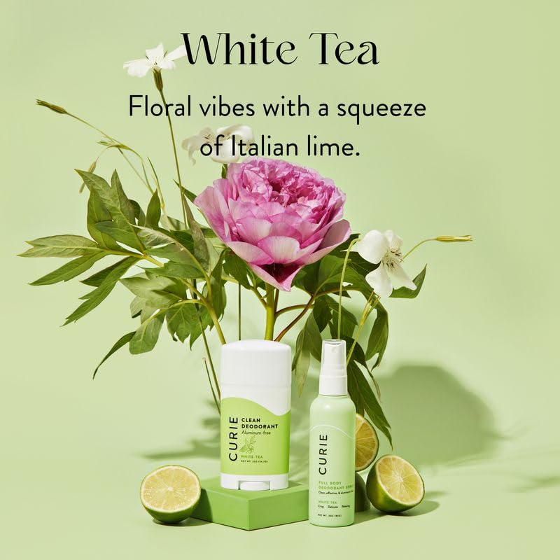Curie White Tea scent close-up for clean workday aroma.
