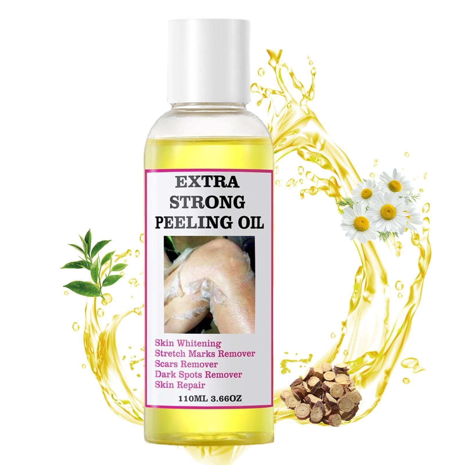 CurioQuill yellow peeling oil bottle ready for at-home exfoliation across all skin types.