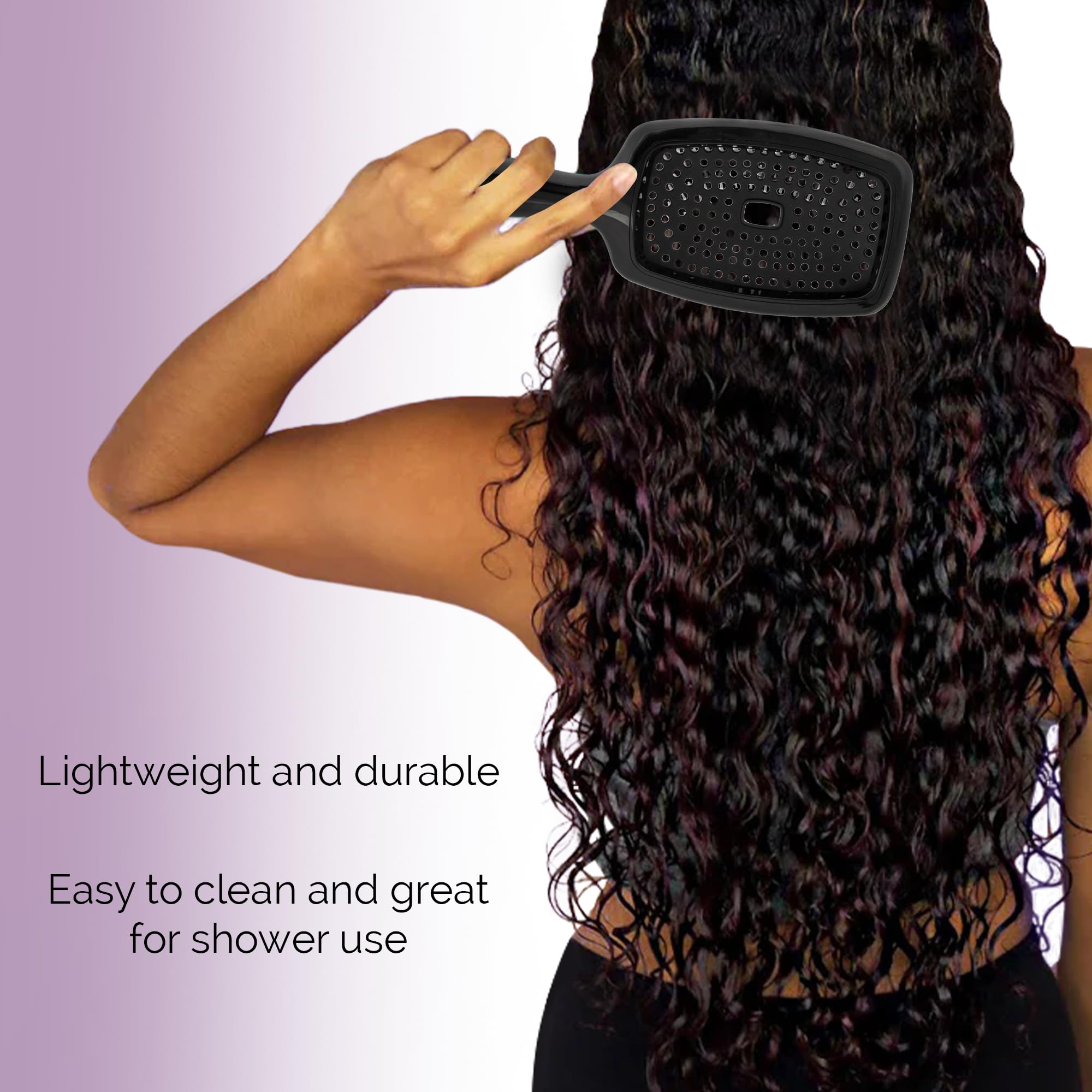 Curl Keeper Flexy Brush used on wigs and extensions for styling.