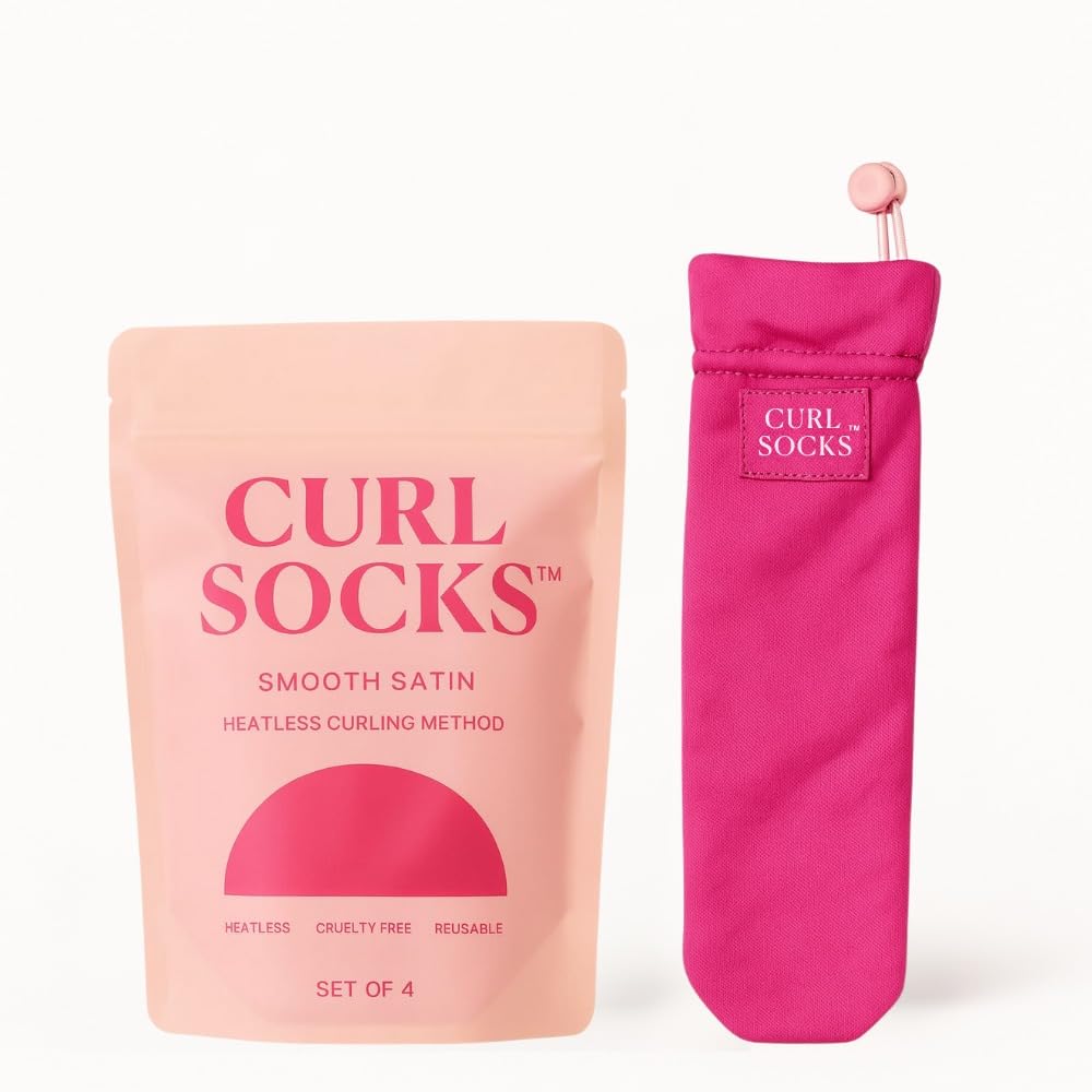 Curl Socks heatless hair curler set exterior satin finish reduces friction for smoother curls.