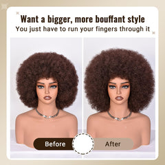 CURLCRAZY Afro wig bouncy curls closeup reveals natural-like fibers for cosplay.