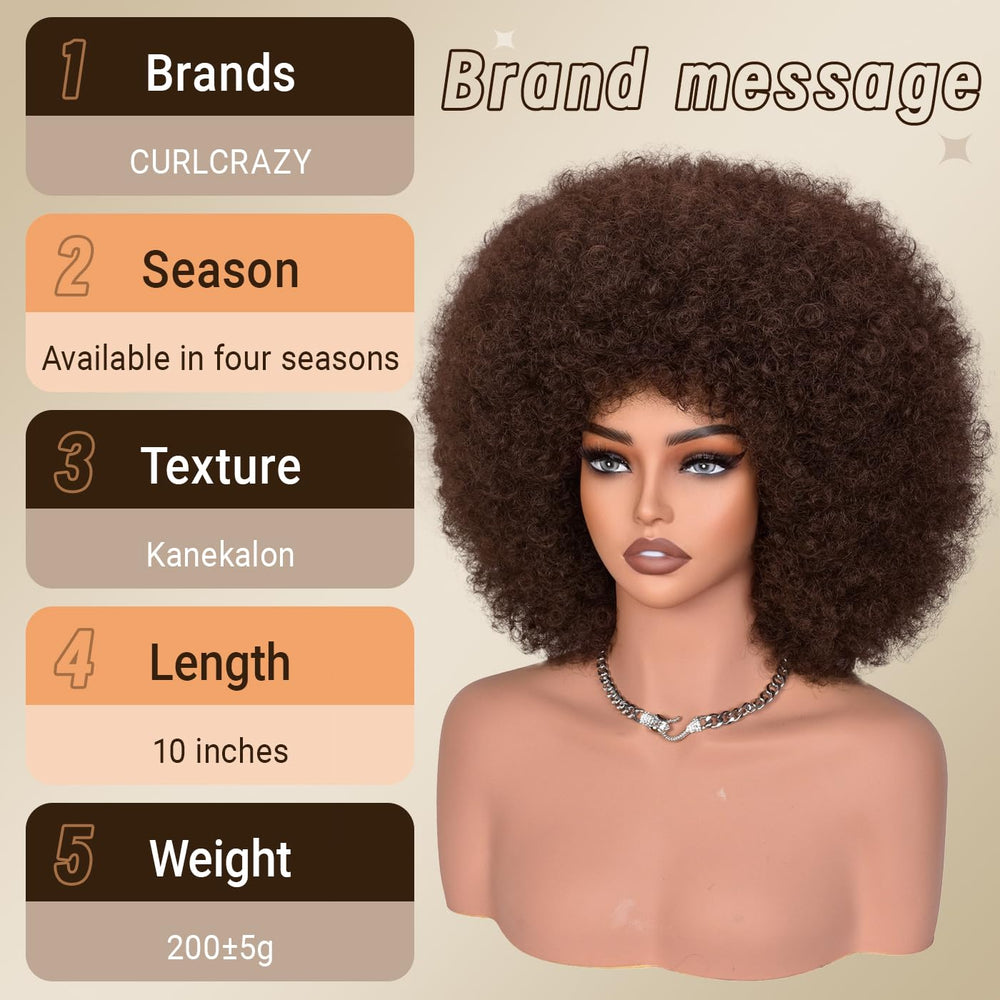 CURLCRAZY Afro wig dense fluffy puff highlights voluminous curls for events.