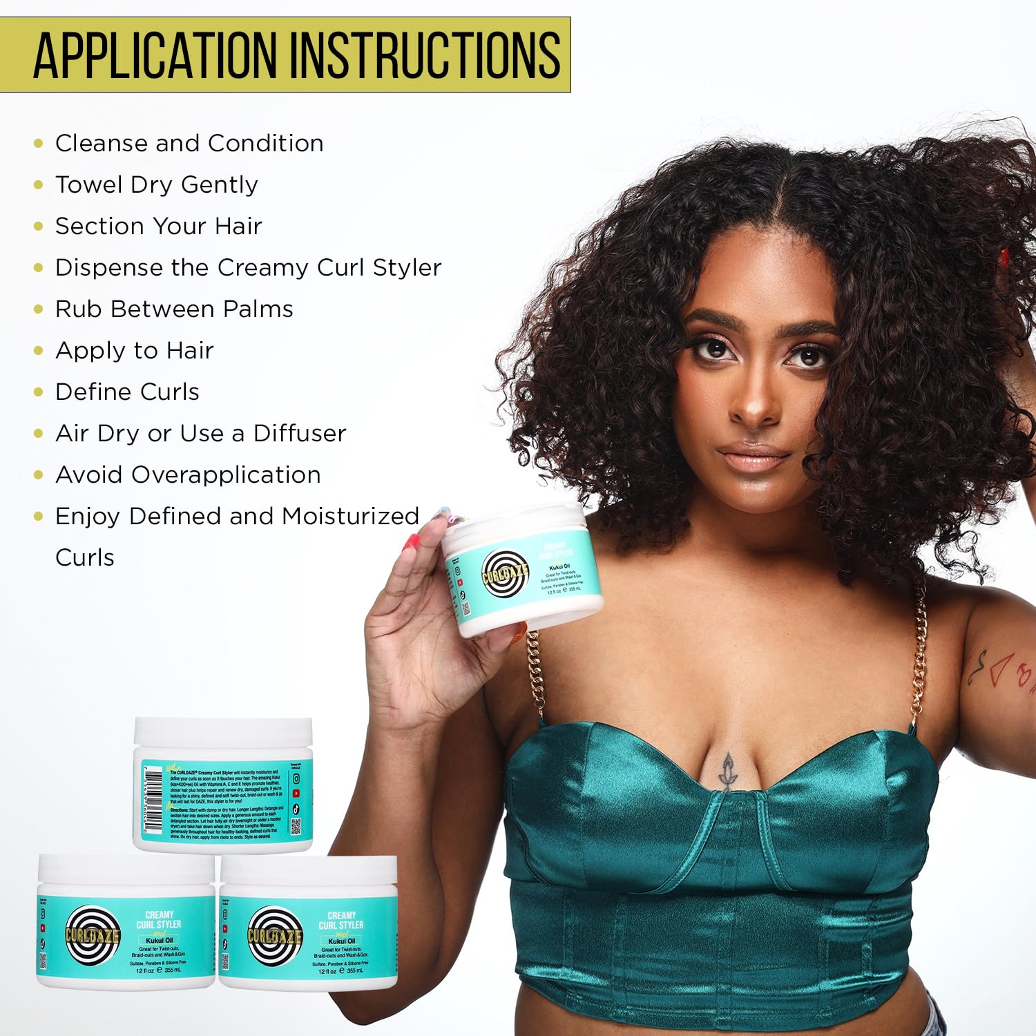 Curldaze long-lasting curl definition without stiffness or crunch.