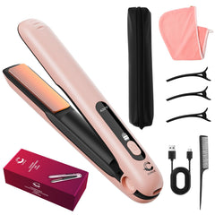 Curlix 2-in-1 cordless straightener with LCD display for precise heat control on demand