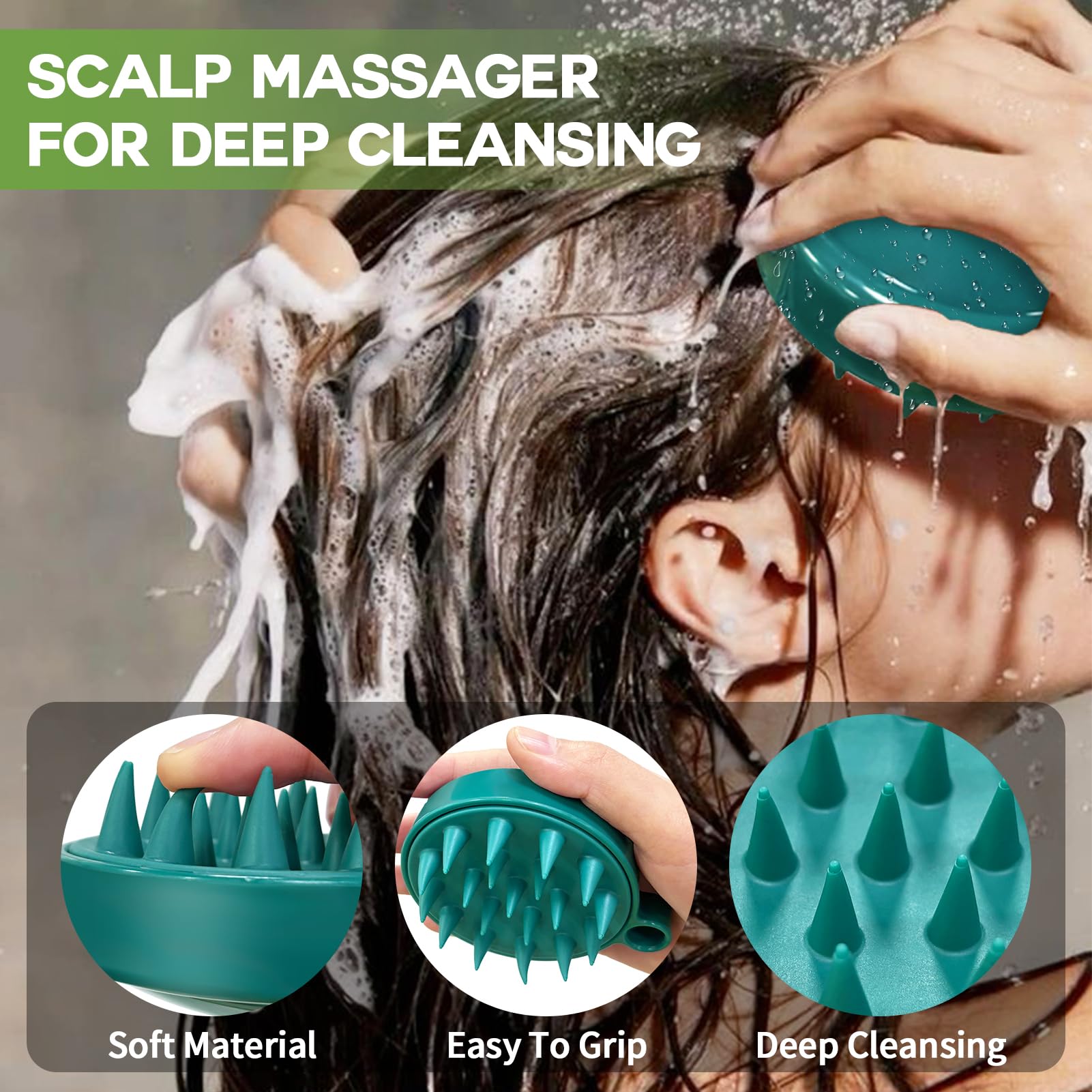 Curlland kit-included scrub rosemary-oil massager image showcases complete at-home scalp care