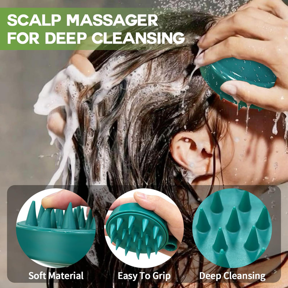 Curlland kit-included scrub rosemary-oil massager image showcases complete at-home scalp care