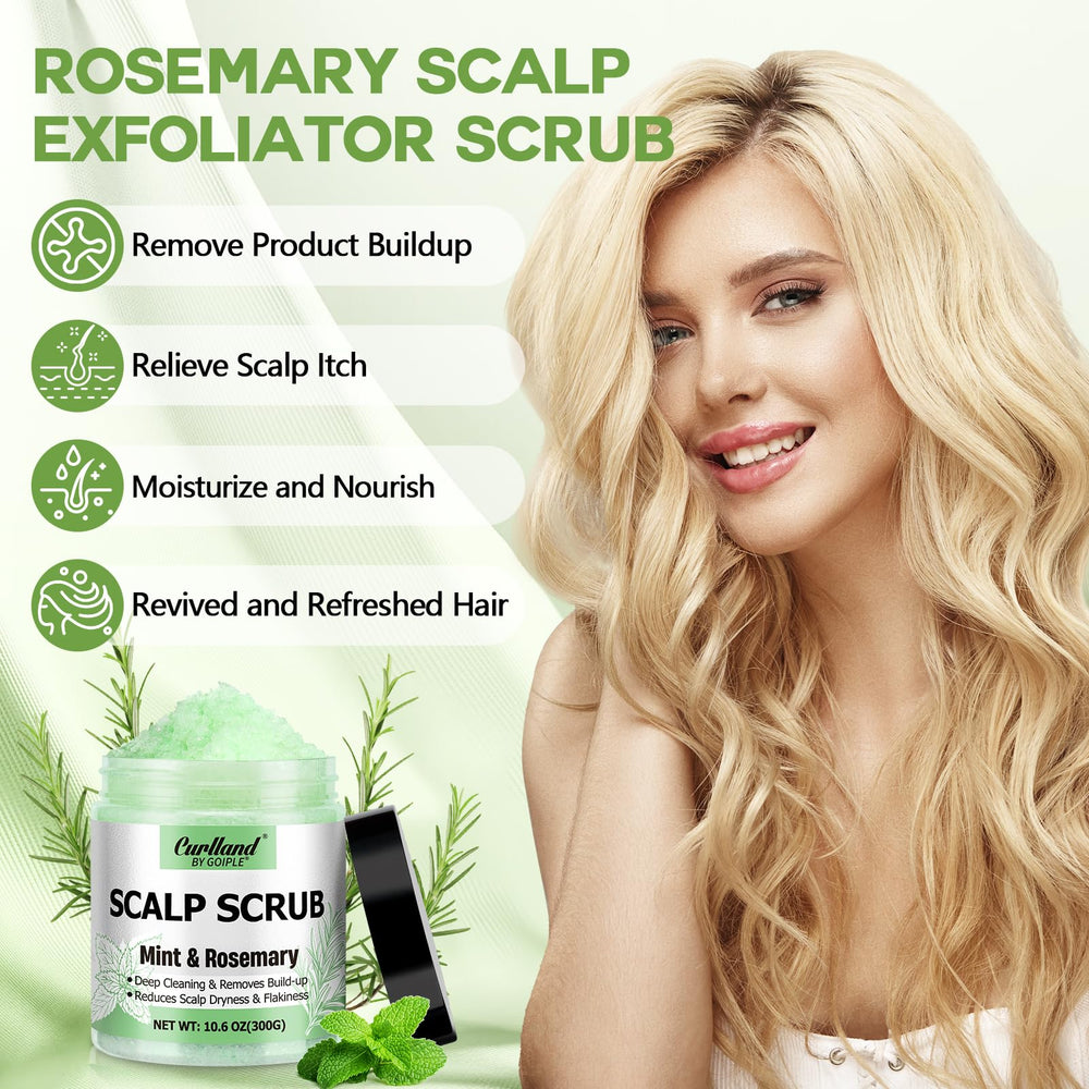 Curlland mint oil clarifying shampoo bottle demonstrates cooling cleanse and buildup removal
