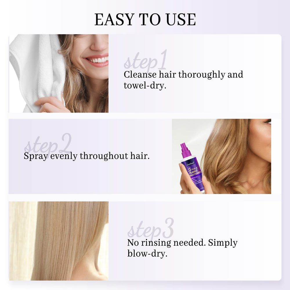 Curlland purple conditioner spray easy no-rinse application for on-the-go styling