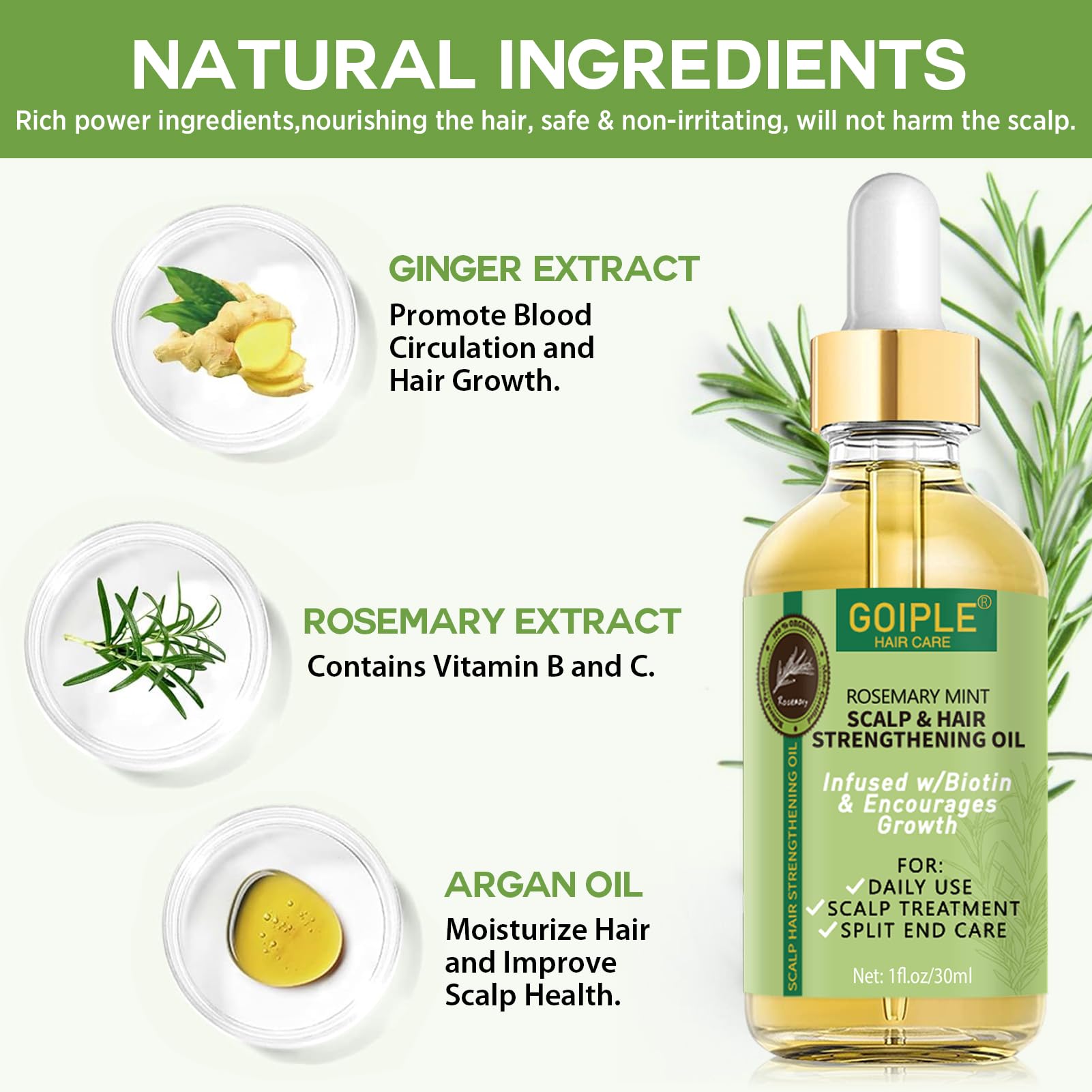 Curlland rosemary oil for hair growth bottle highlights nourishing scalp support and shine