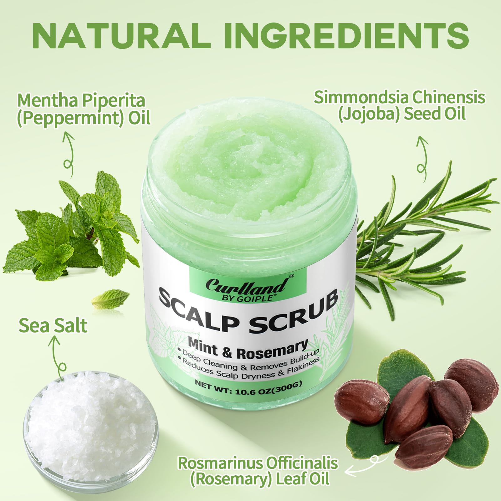 Curlland rosemary scalp exfoliator foam closeup highlights cleansing action and texture removal