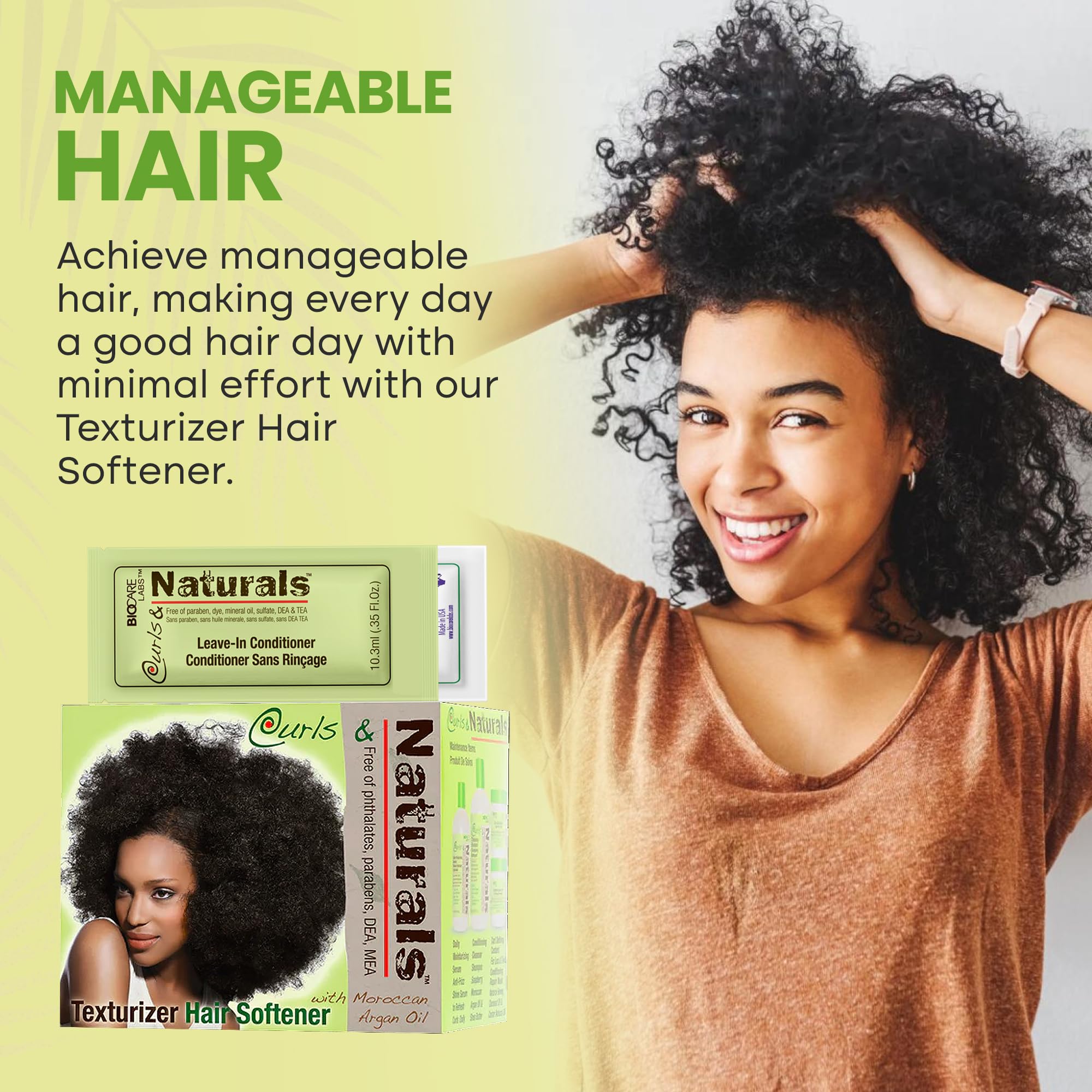 Curls & Naturals aplicación fácil para una rutina rápida.