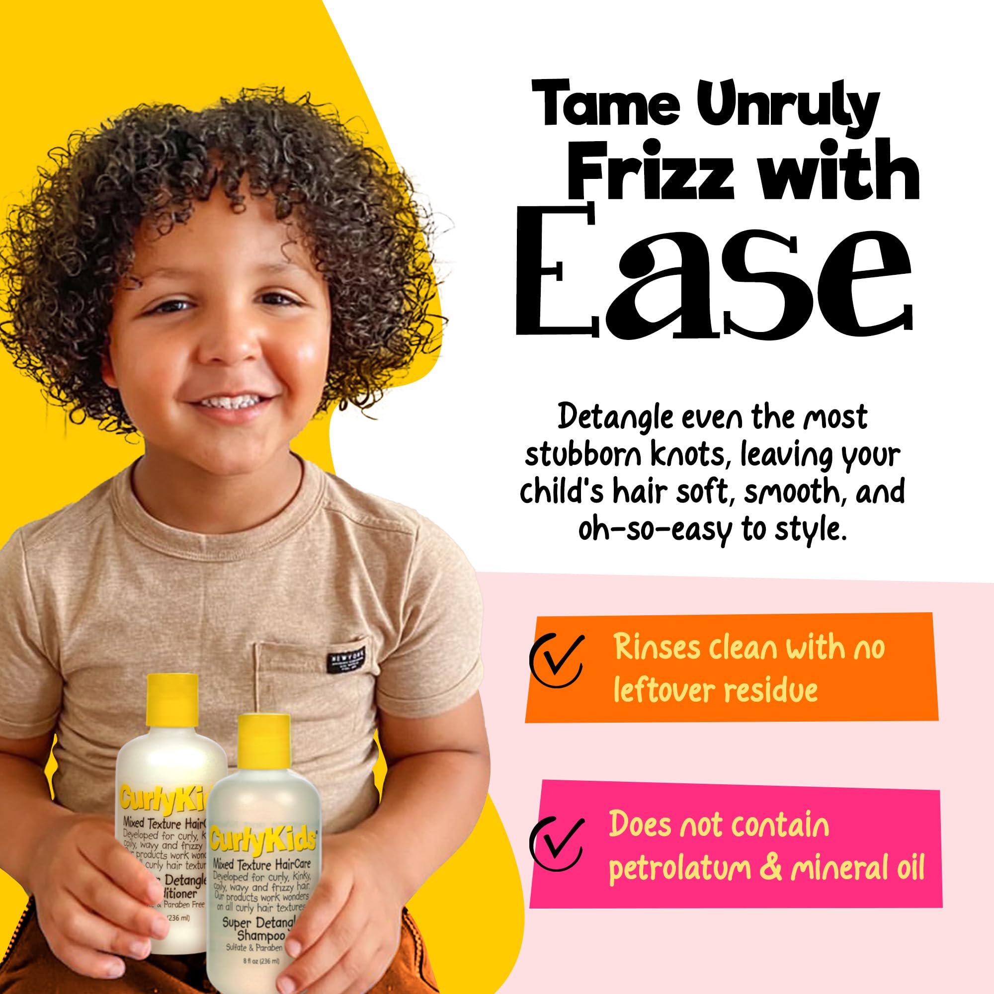 CurlyKids Kids curly hair before detangle shown for routine setup