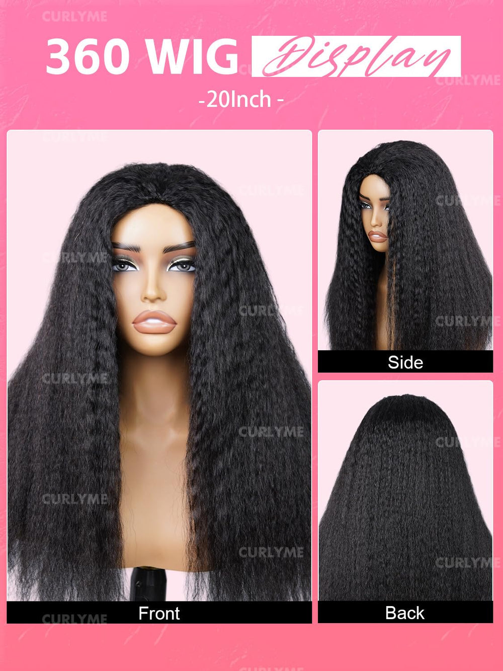 Curlyme drawstring half wig kinky straight right-side view for versatile styling