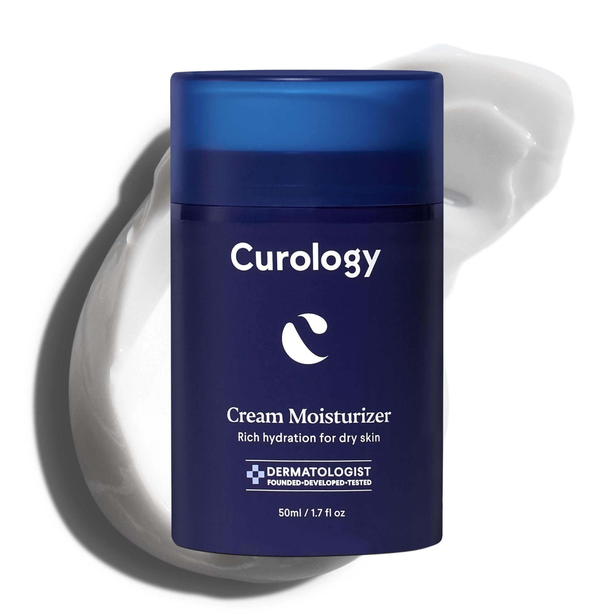 Curology Cream Moisturizer in application showing rich texture and hydration.