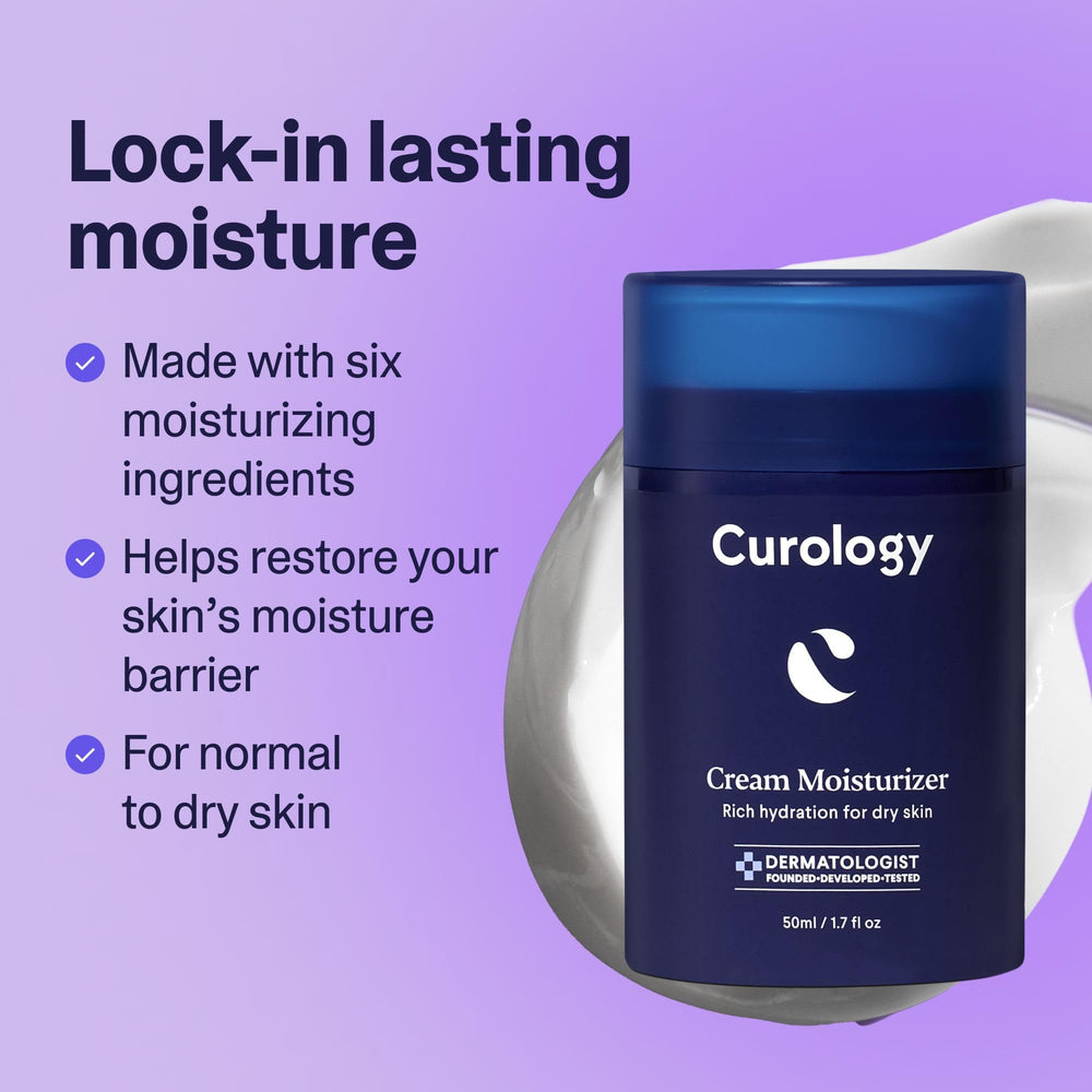 Close-up of Curology Cream Moisturizer cream, highlighting its creamy consistency.