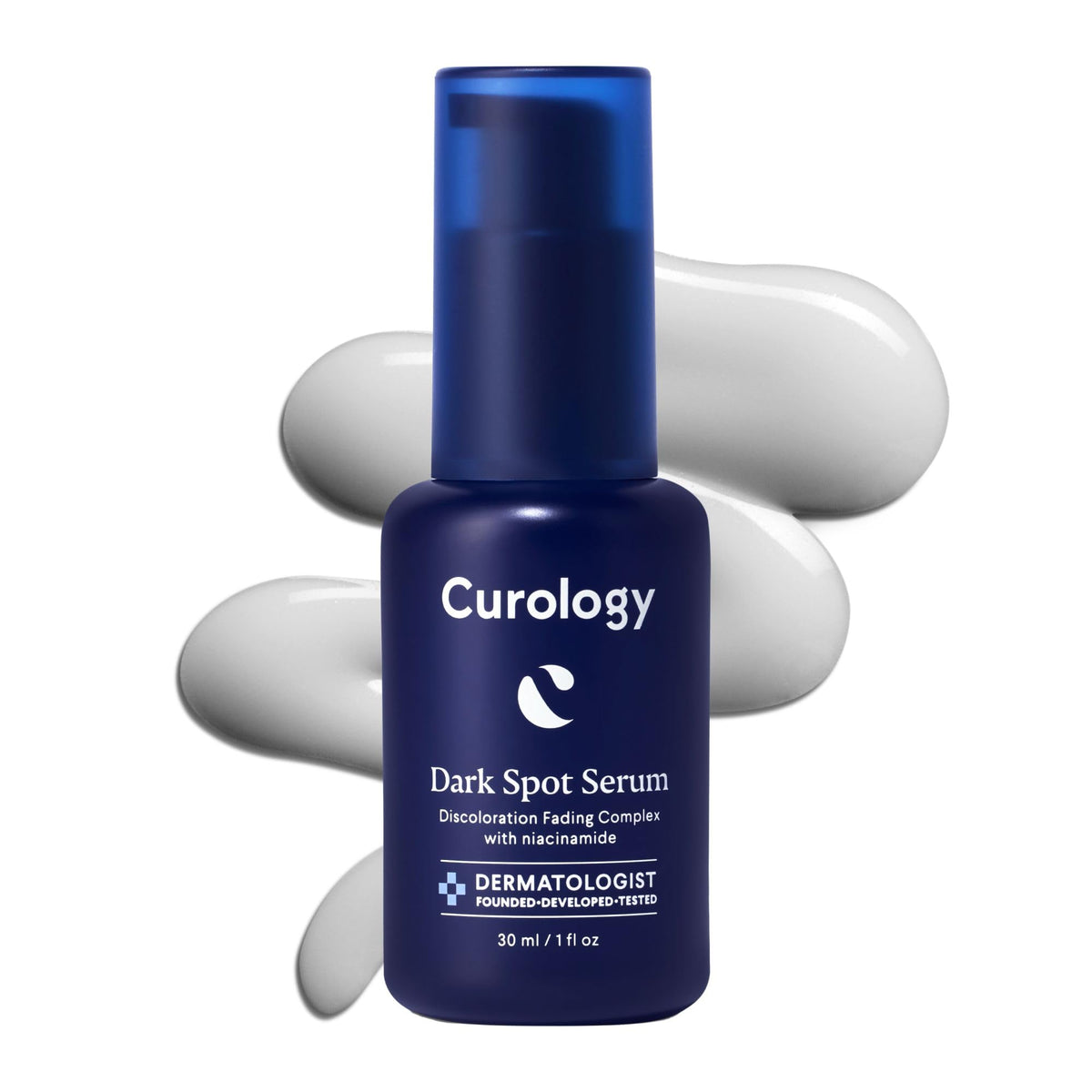 Curology Dark Spot Serum bottle showing a lightweight formula for smoother, even-toned skin.