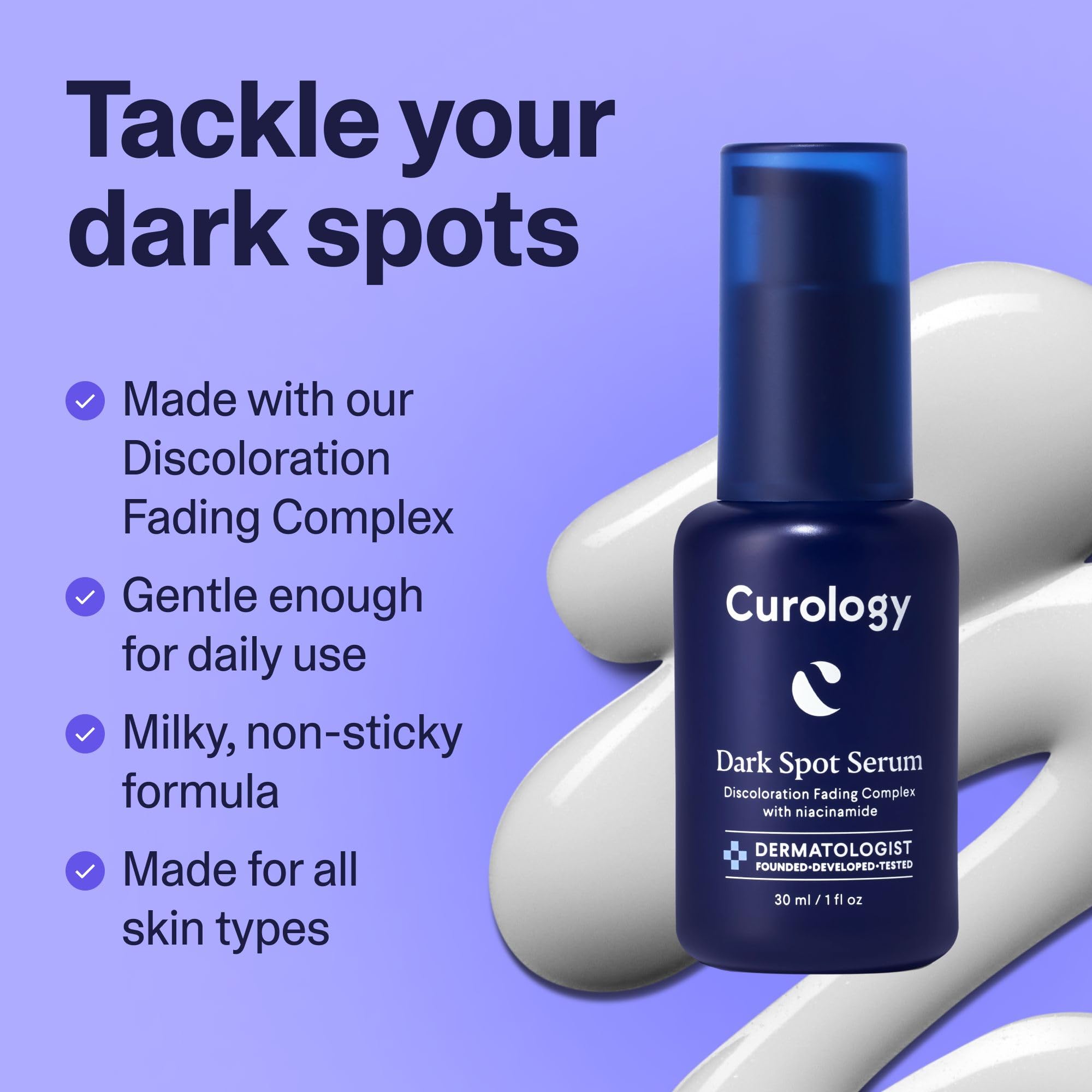 Daily-use view of Curology Dark Spot Serum suitable for all skin types.