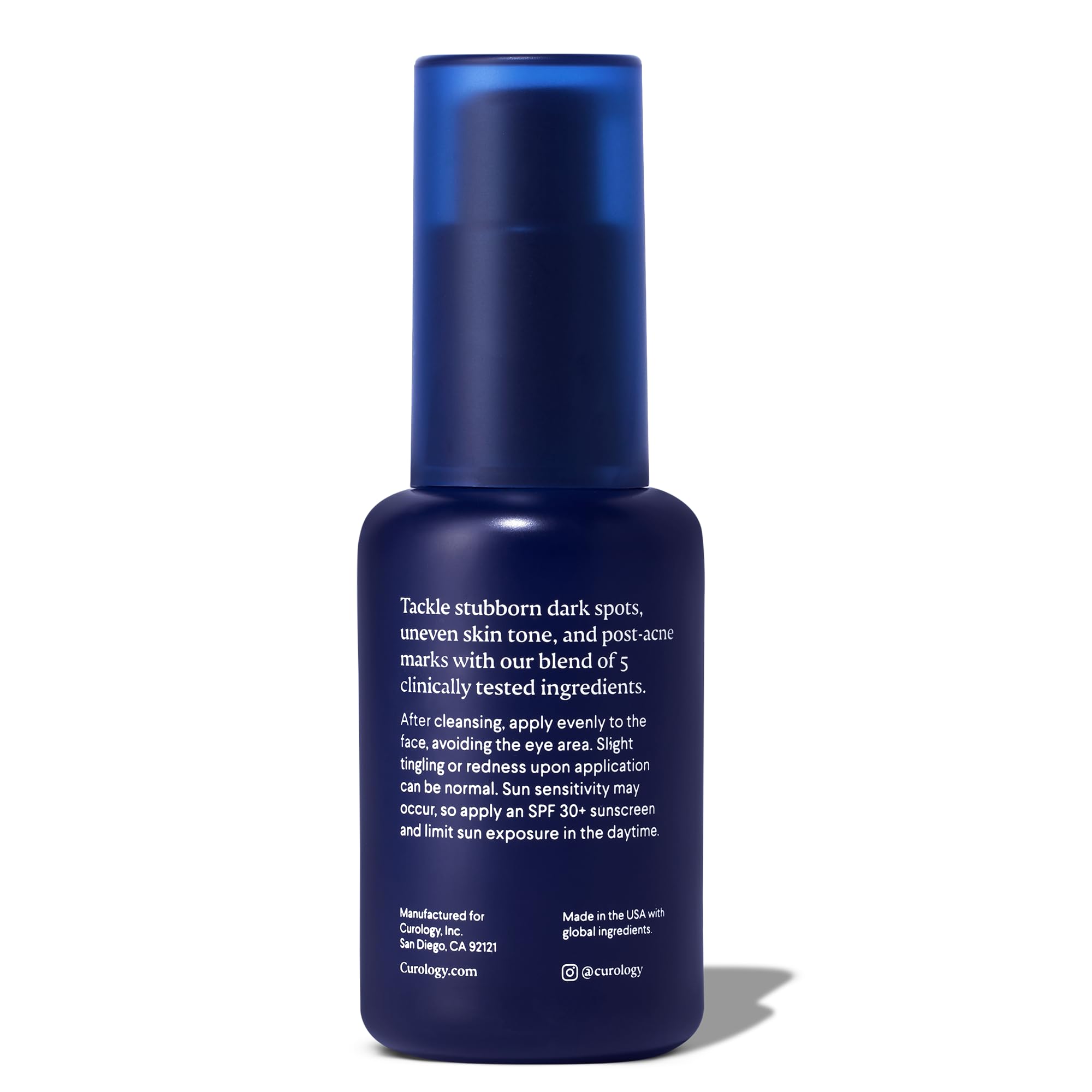 Fragrance-free label on Curology Dark Spot Serum signals gentle skincare.