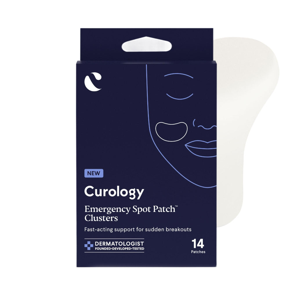 Curology Emergency Spot Patch Clusters packaging shows a 14-count box for discreet blemish care.