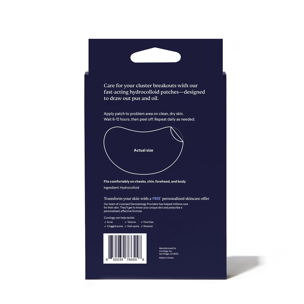 Curology patch applied shows oil absorption and redness reduction over hours.