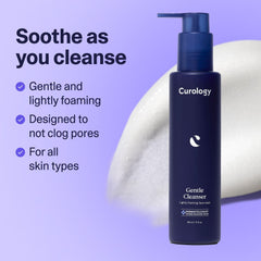 curology gentle cleanser packaging on bathroom counter fragrance-free vegan cruelty-free design