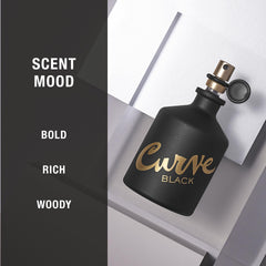 Curve Black for Men bottle cap close-up emphasizes premium packaging and easy spray action.