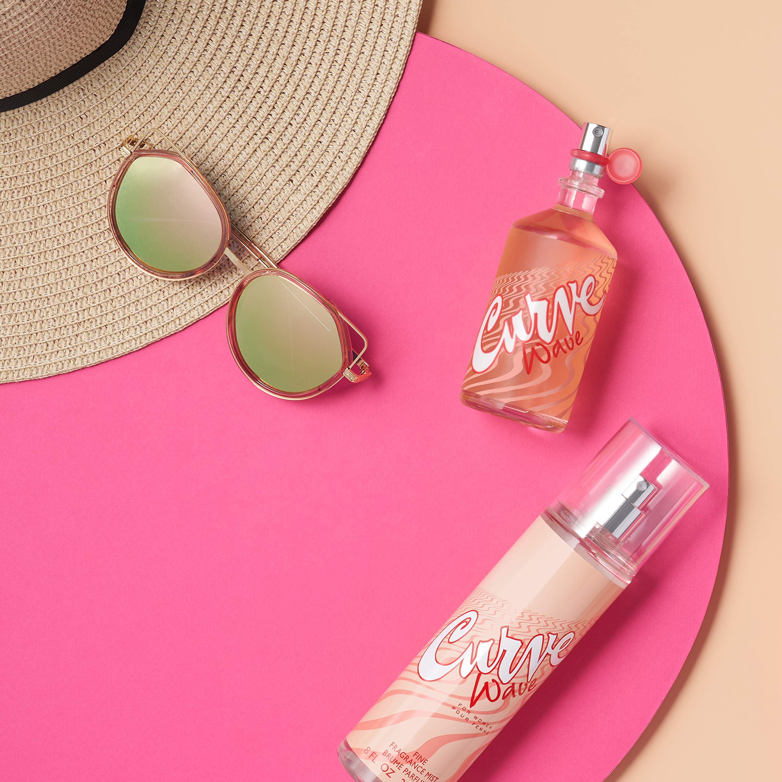Curve Wave bottle side—sleek, travel-friendly bottle with ocean-inspired notes.