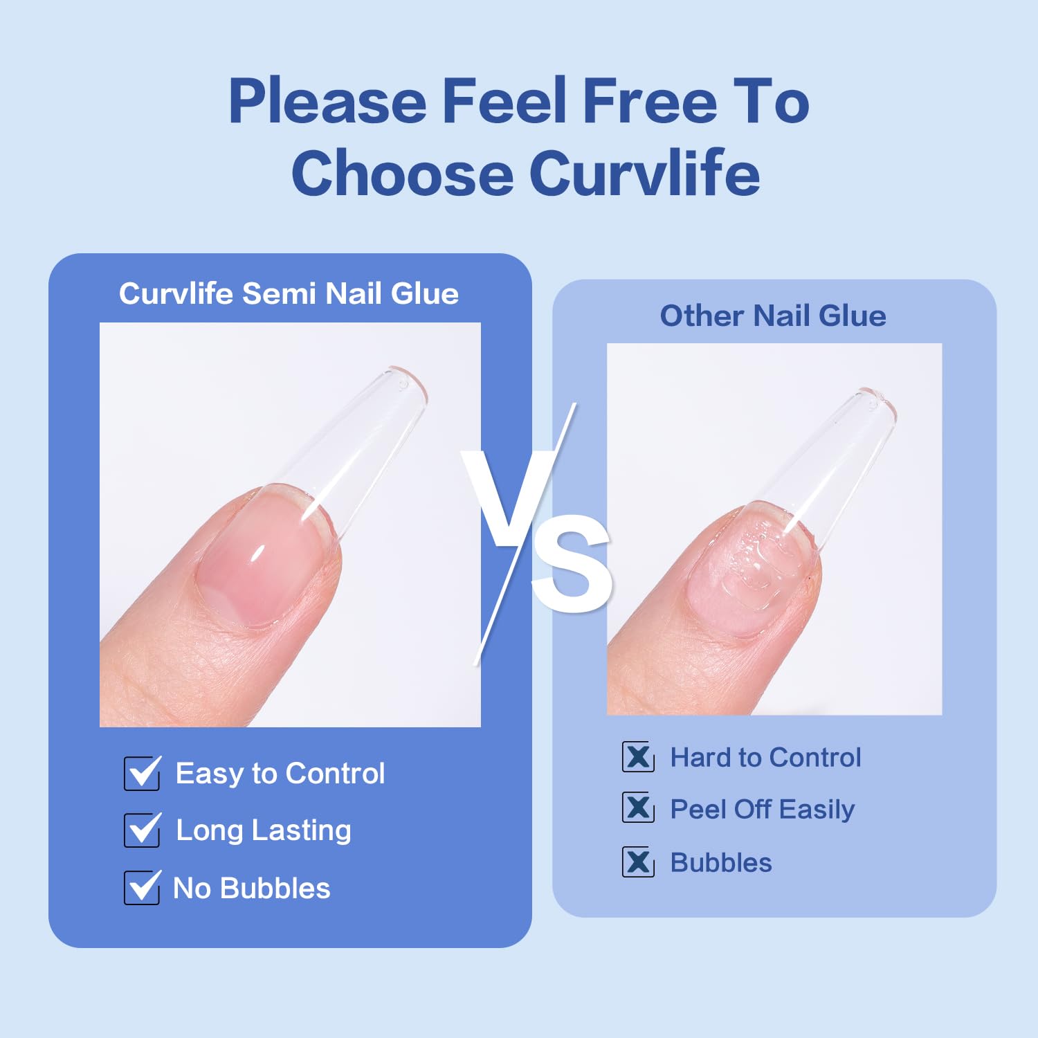 Curvlife drip-proof formula close-up promotes neat, mess-free nail prep.