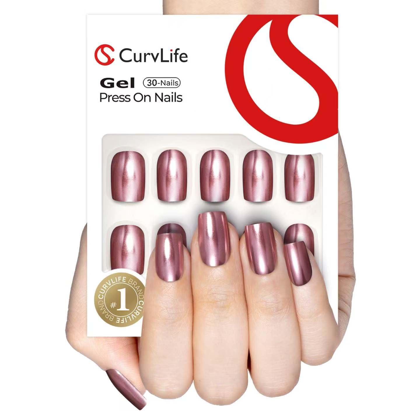 Curvlife full-cover press-on nails design for natural-looking manicures