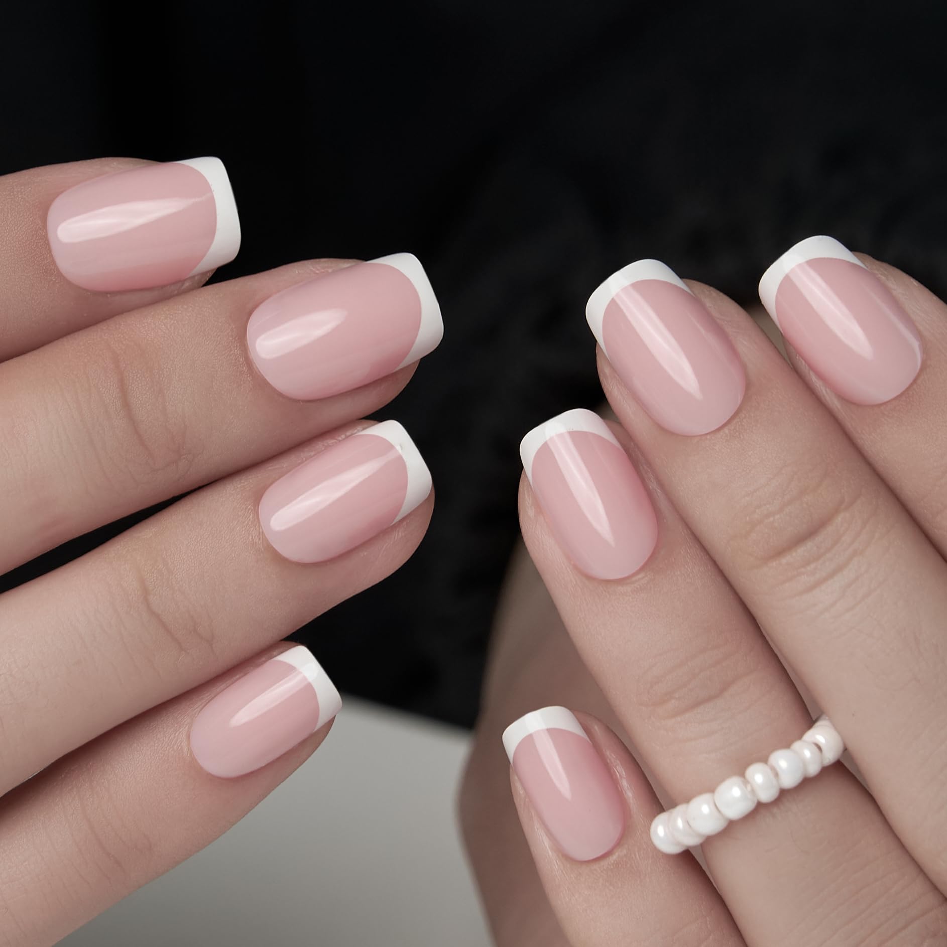 Curvlife handmade gel French tip image demonstrates premium craftsmanship and salon-like French design.