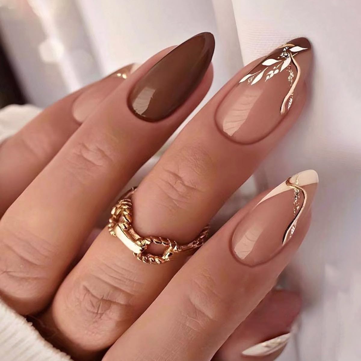Curvlife medium press on nails kit with full cover almond tips for instant style.