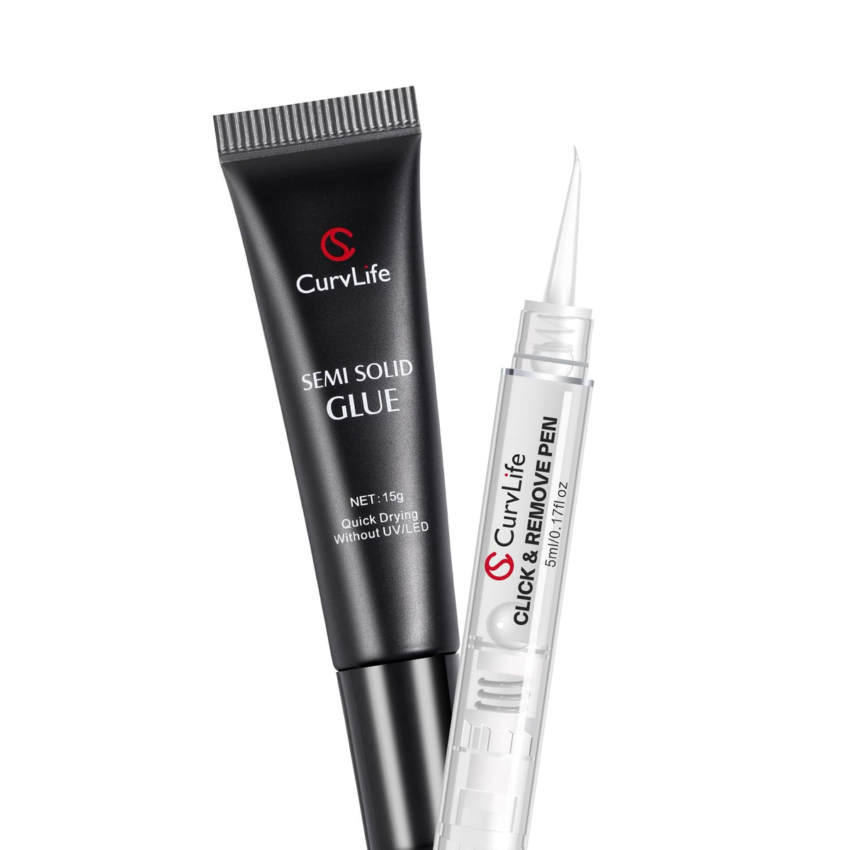 Curvlife nail glue gel 15g close-up shows quick-dry performance for fast manicure.