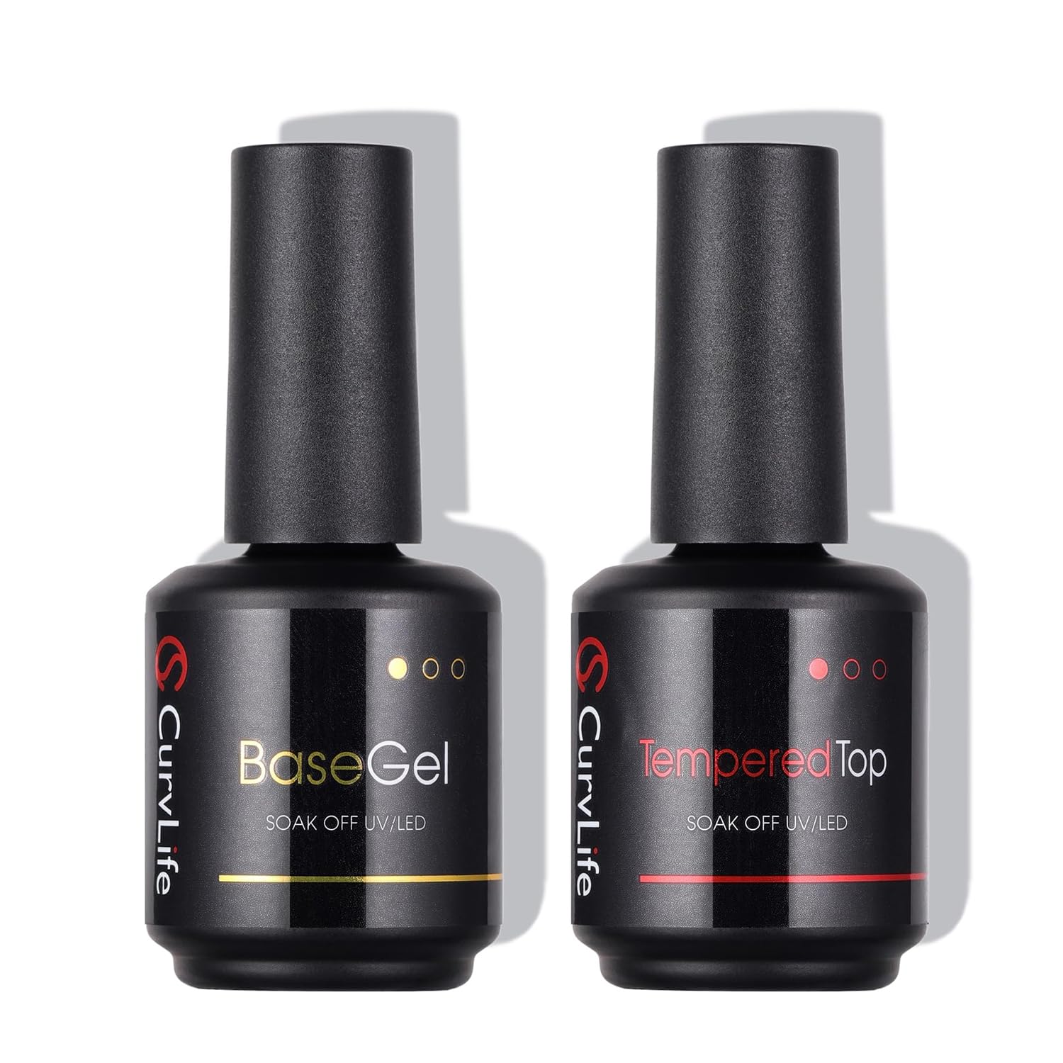 CurvLife no-wipe top coat bottle with clear gloss finish for salon-quality shine