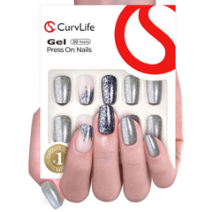 Curvlife press-on nails show natural fit with soft gel for comfortable wear.