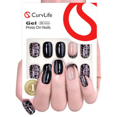 Curvlife press-on nails with nude leopard apricot design for stylish at-home manicure
