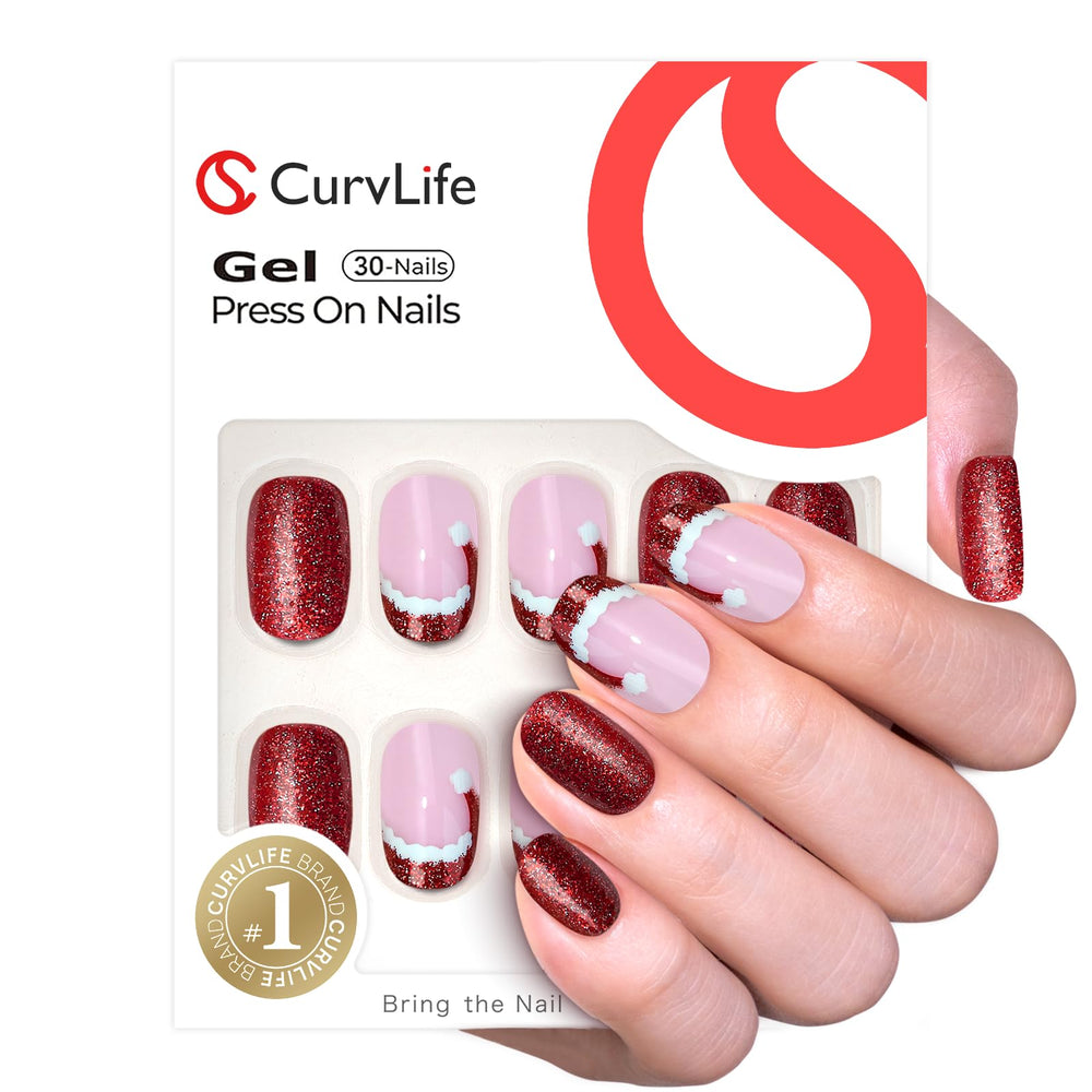 CurvLife press-on nails closeup showing durable daily wear and gloss