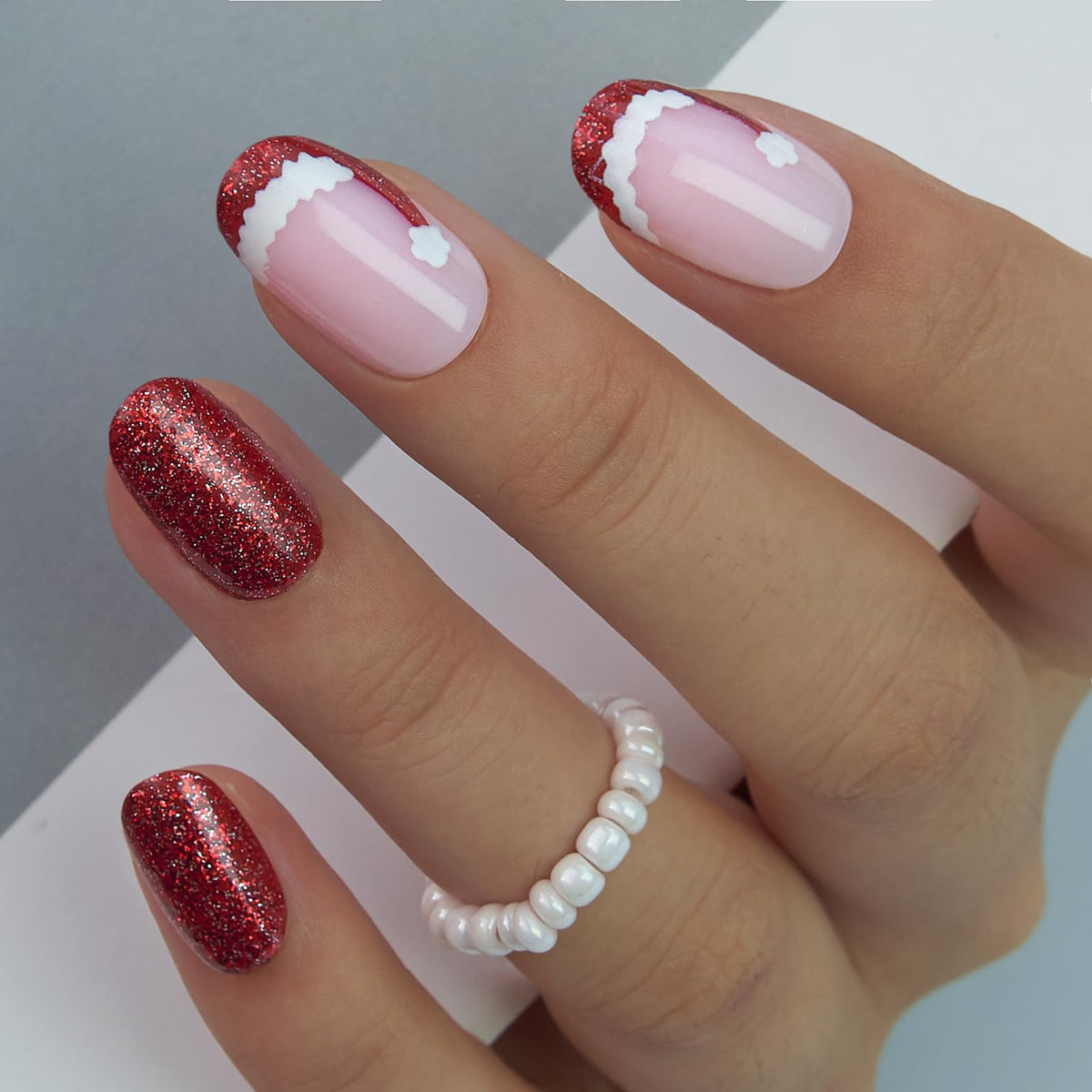 CurvLife press-on nails soft gel oval closeup with glossy salon-ready finish