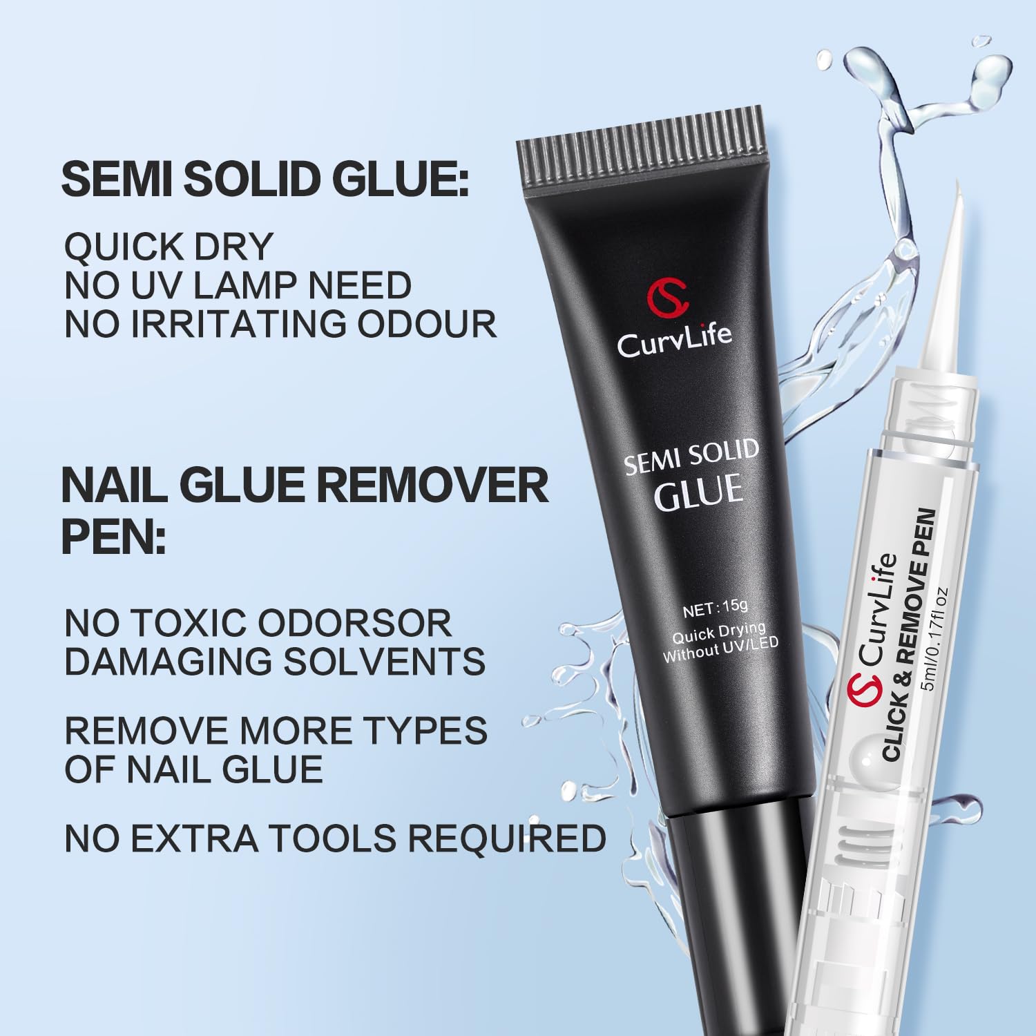 Curvlife remover pen 5ml detail demonstrates precise remover dispense.